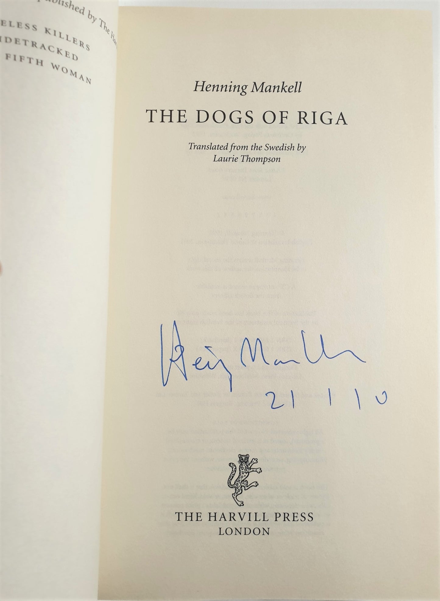 Mankell, Henning - The Dogs of Riga (Signed)