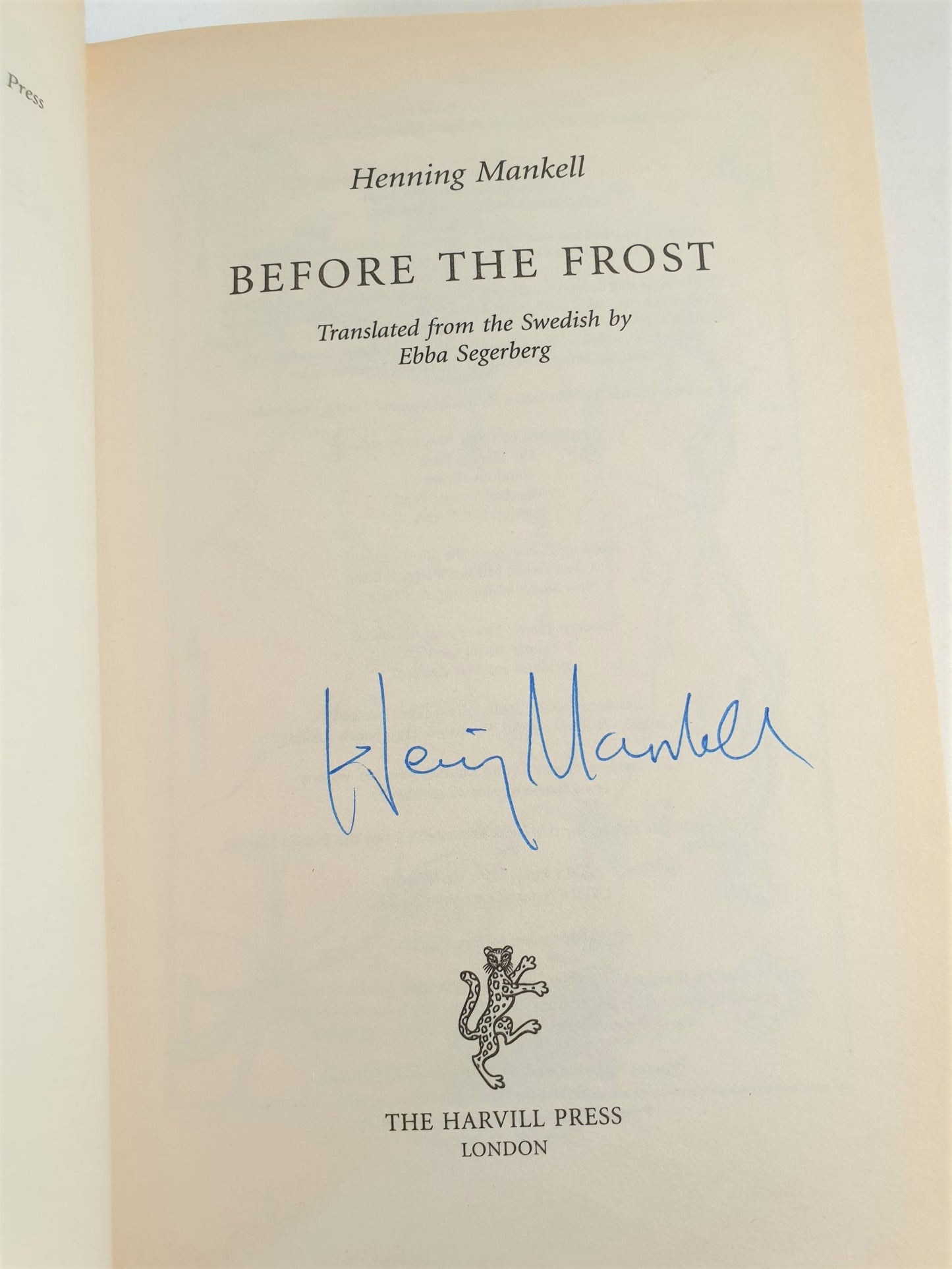 Mankell, Henning - Before the Frost (Signed)