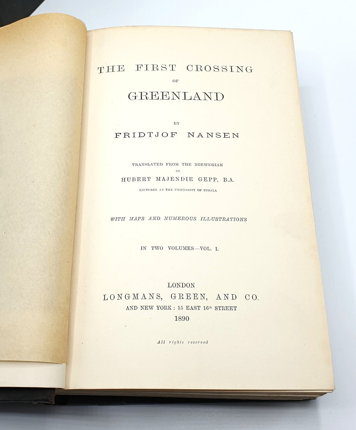 Nansen, Fridtjof - 'The First Crossing of Greenland' (First English Edition)